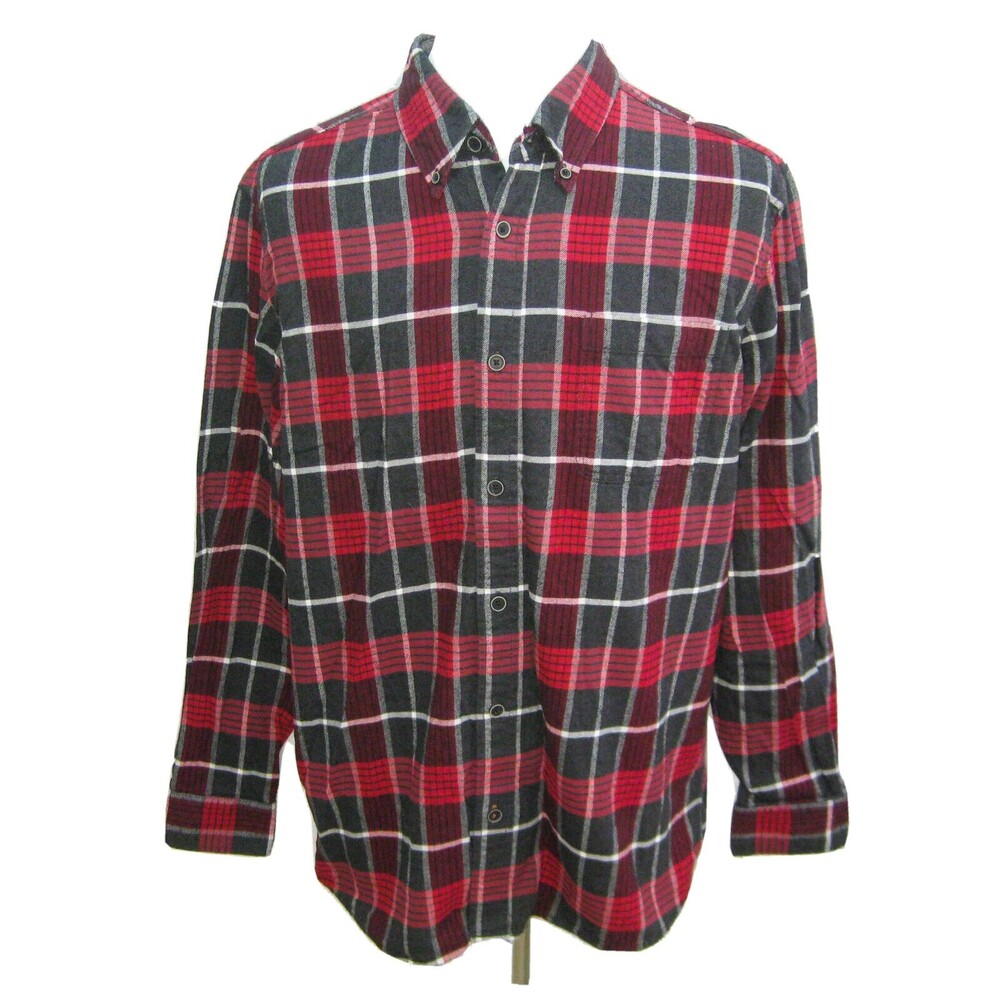 WEATHERPROOF Men's (Size XL) Red & Black Plaid Cotton Flannel Button Front Shirt